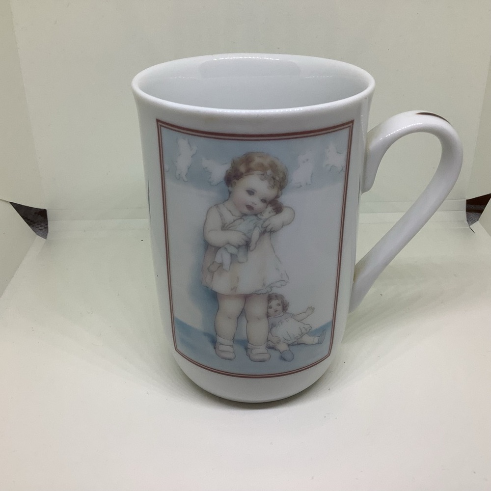 Charming White Mug with Child Illustration Love is Blind